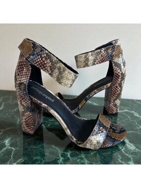 JEFFREY CAMPBELL Lindsay Snake Print Leather Heels Size 8